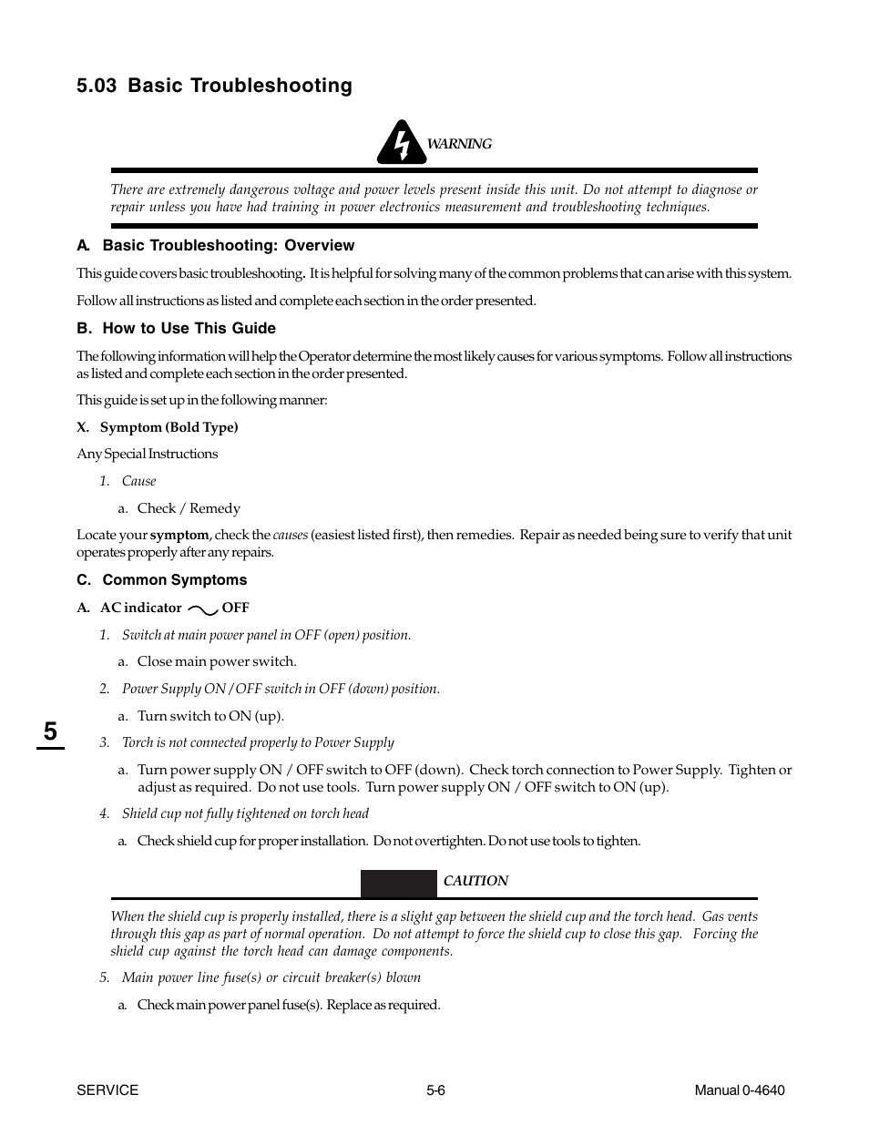 03 basic troubleshooting, 03 basic troubleshooting -6 | Tweco 51 with SL100SV CutMaster User Manual | Page 70 / 172