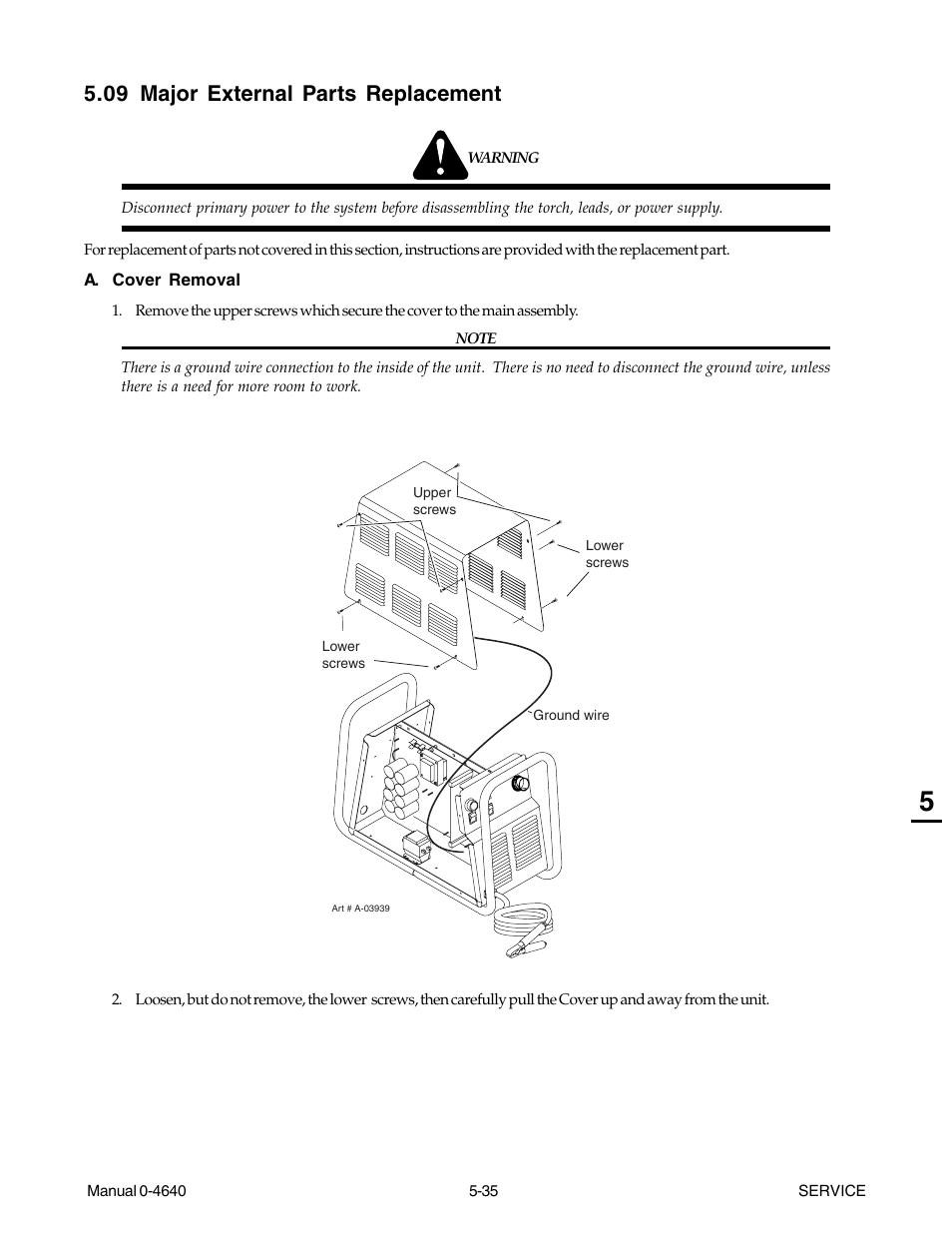 09 major external parts replacement, 09 major external parts replacement -35 | Tweco 51 with SL100SV CutMaster User Manual | Page 99 / 172