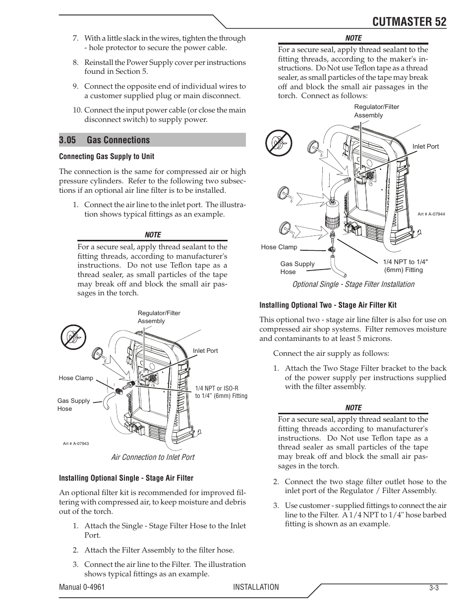 Cutmaster 52, 05 gas connections | Tweco 52 CutMaster User Manual | Page 25 / 80