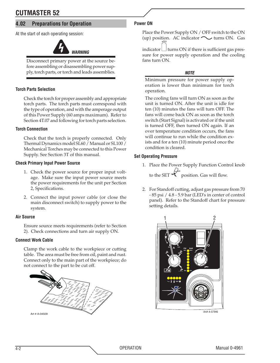 Cutmaster 52, 02 preparations for operation | Tweco 52 CutMaster User Manual | Page 30 / 80