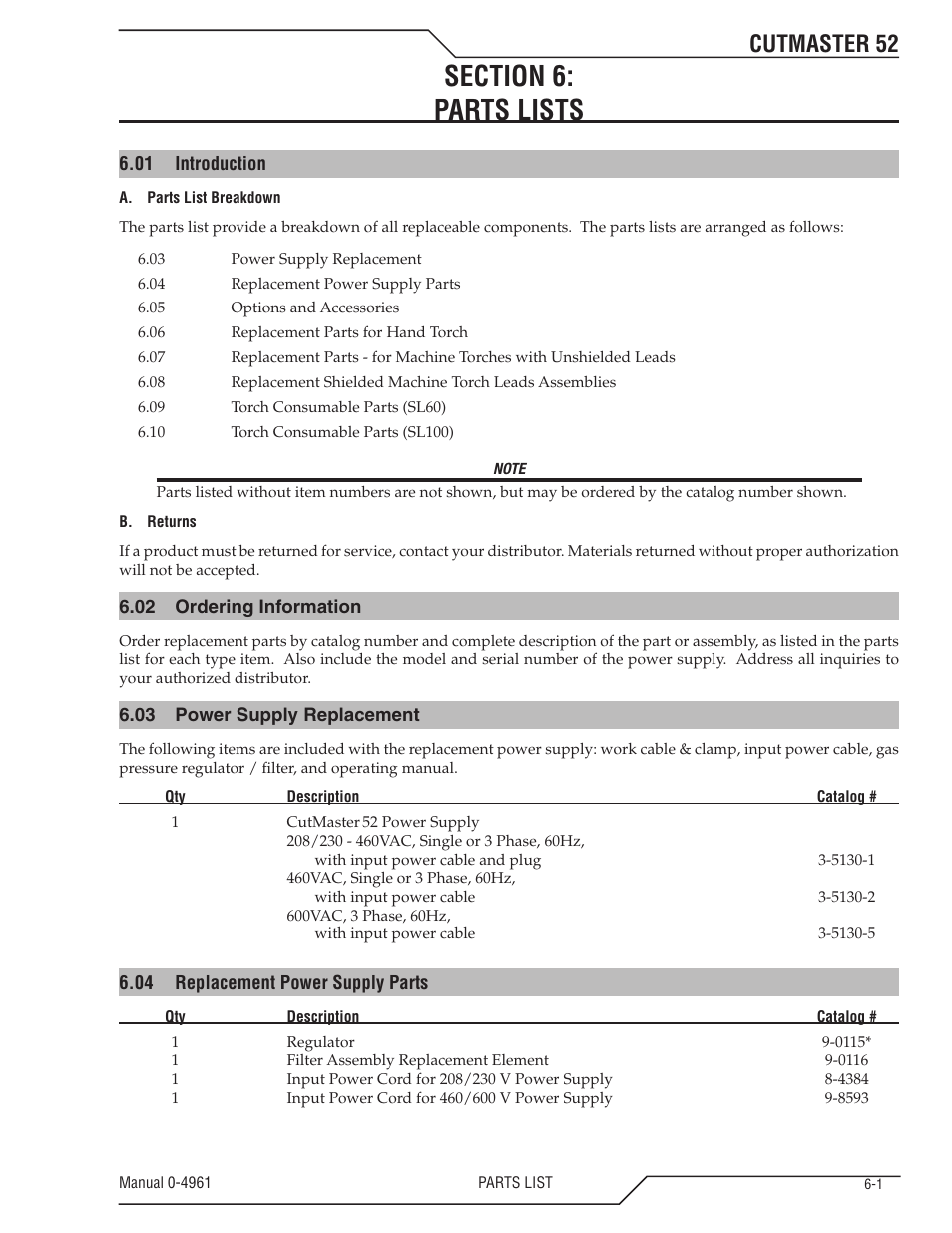 Cutmaster 52 | Tweco 52 CutMaster User Manual | Page 61 / 80