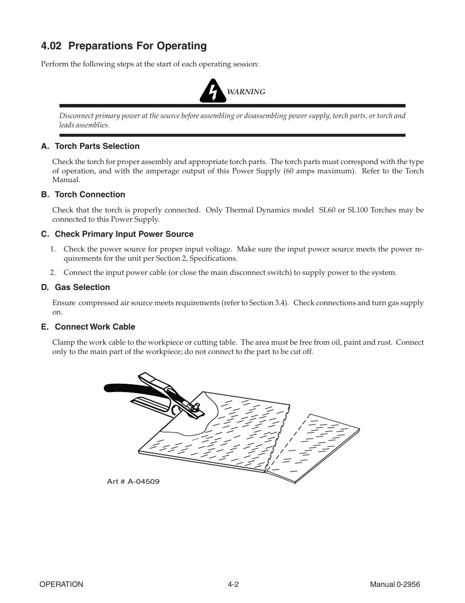 02 preparations for operating, 02 preparations for operating -2 | Tweco 81 CutMaster User Manual | Page 28 / 63