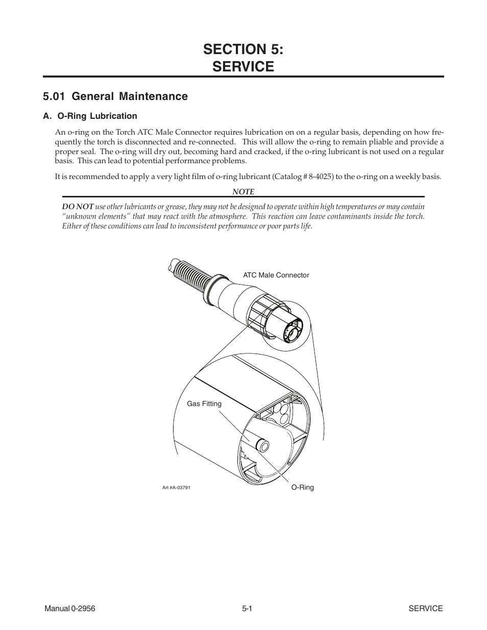 Section 5: service, 01 general maintenance, Section 5 | Service -1, 01 general maintenance -1 | Tweco 81 CutMaster User Manual | Page 33 / 63