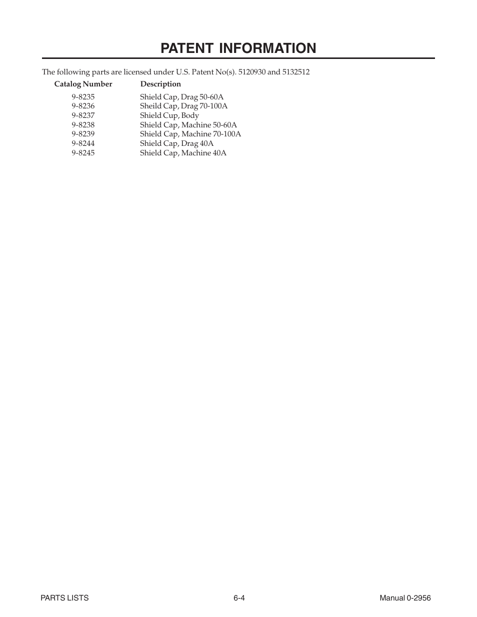 Patent information, Patent information -4 | Tweco 81 CutMaster User Manual | Page 48 / 63