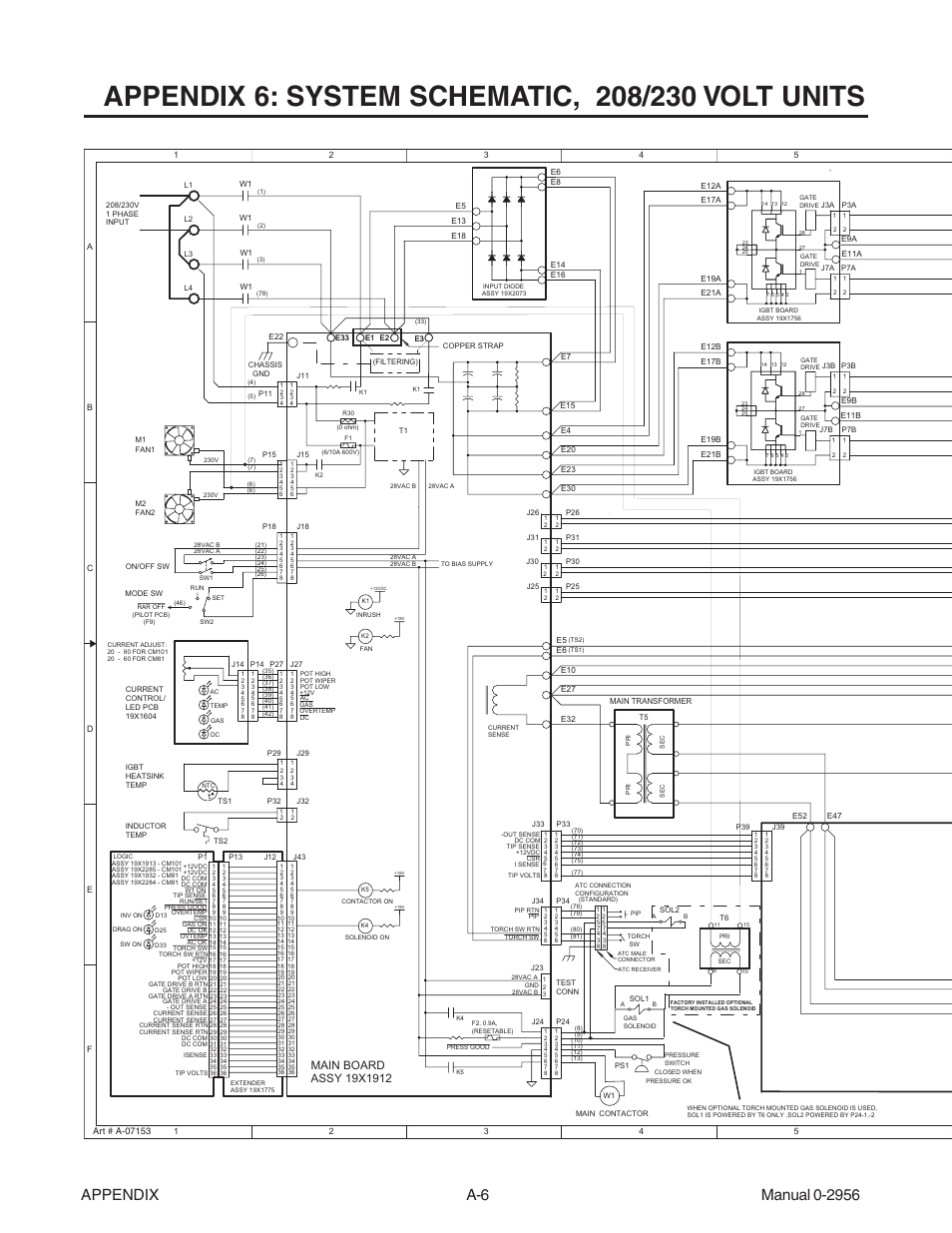 Appendix 6: system schematic, 208/230 volt units | Tweco 81 CutMaster User Manual | Page 54 / 63