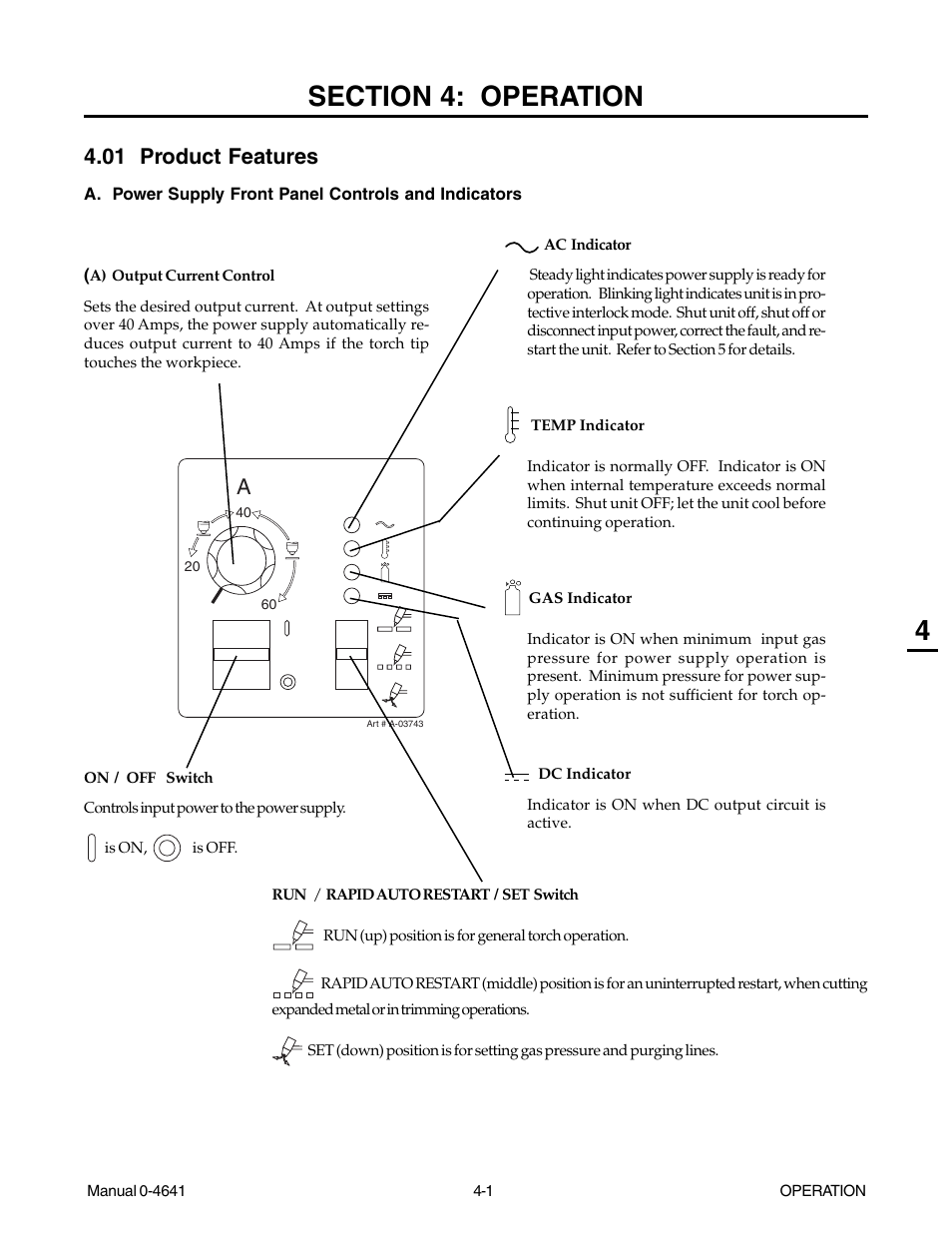 Section 4: operation, 01 product features, Section 4: operation -1 | 01 product features -1 | Tweco 81 with SL100SV User Manual | Page 41 / 174