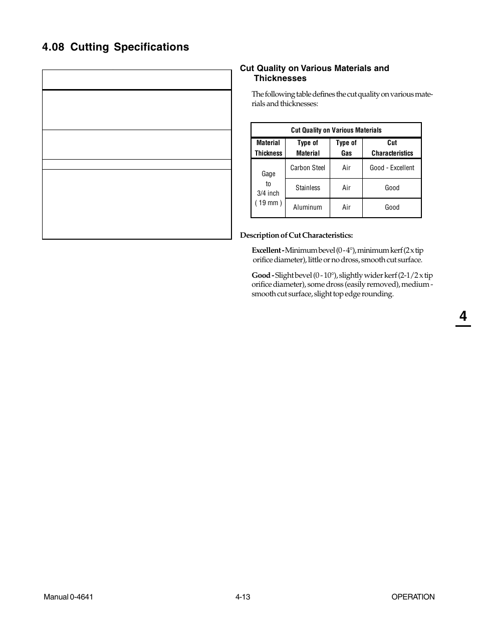 08 cutting specifications, 08 cutting specifications -13 | Tweco 81 with SL100SV User Manual | Page 53 / 174
