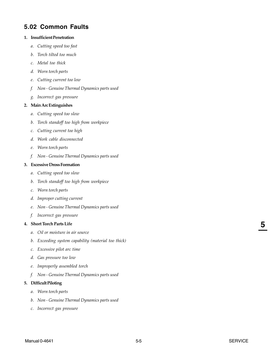 02 common faults, 02 common faults -5 | Tweco 81 with SL100SV User Manual | Page 69 / 174