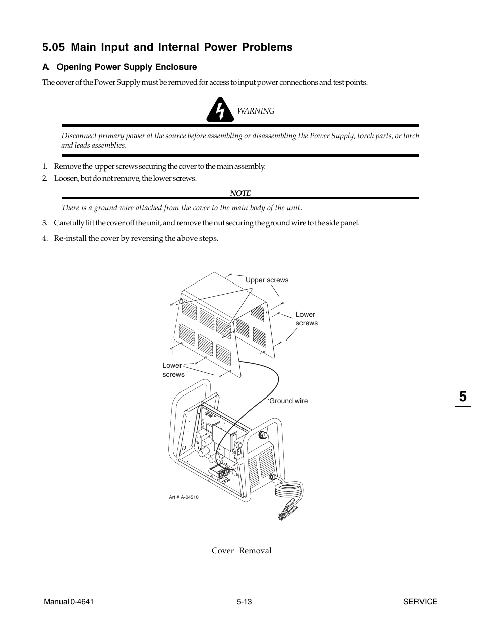 05 main input and internal power problems, 05 main input and internal power problems -13 | Tweco 81 with SL100SV User Manual | Page 77 / 174