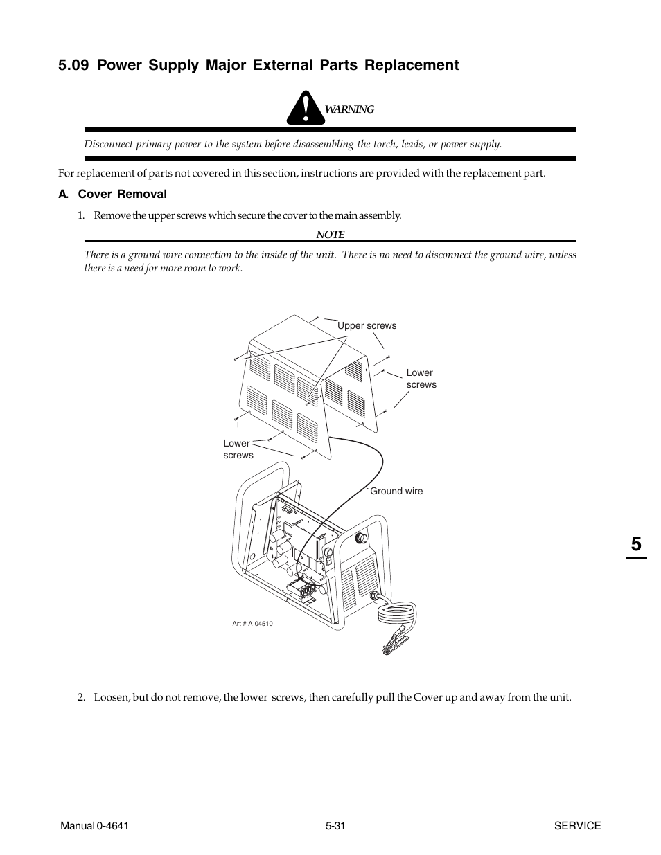 09 power supply major external parts replacement | Tweco 81 with SL100SV User Manual | Page 95 / 174