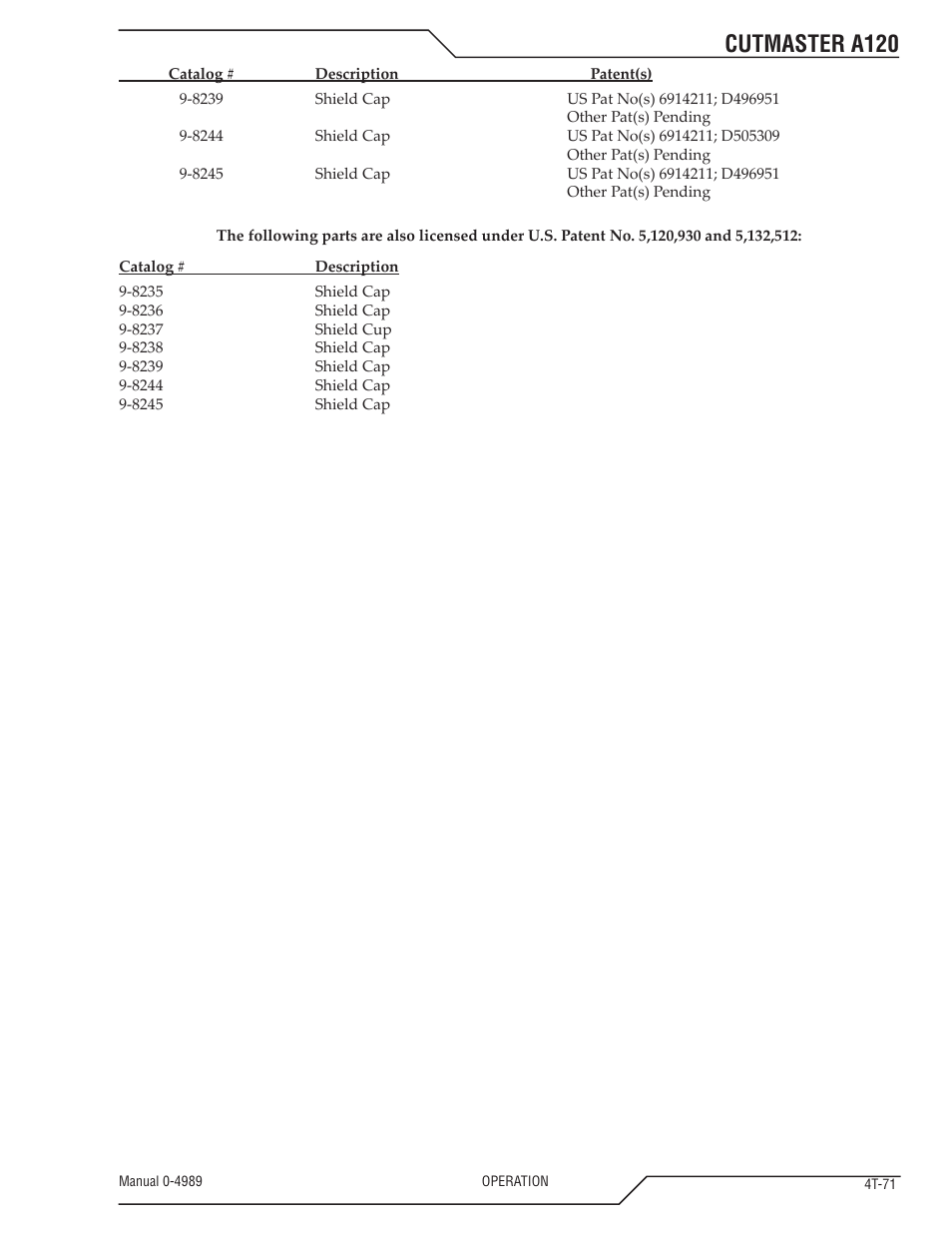 Cutmaster a120 | Tweco A120 CutMaster User Manual | Page 105 / 140