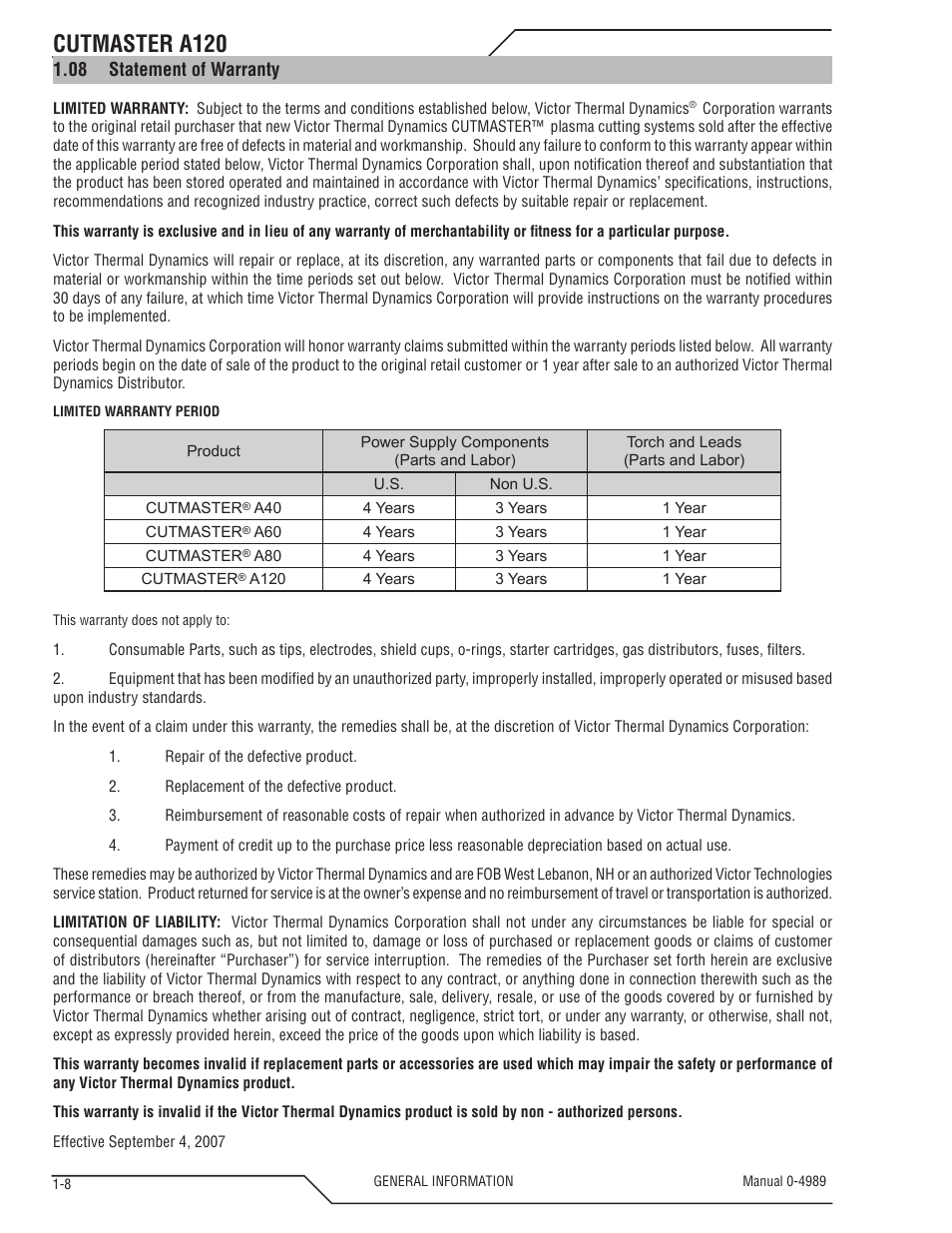 Cutmaster a120 | Tweco A120 CutMaster User Manual | Page 14 / 140