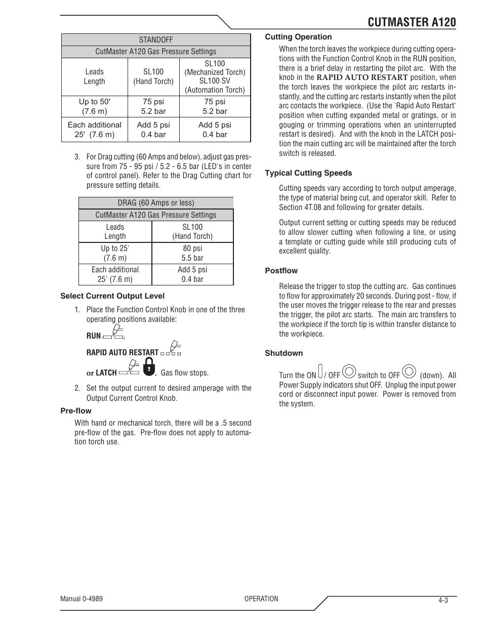 Cutmaster a120 | Tweco A120 CutMaster User Manual | Page 33 / 140