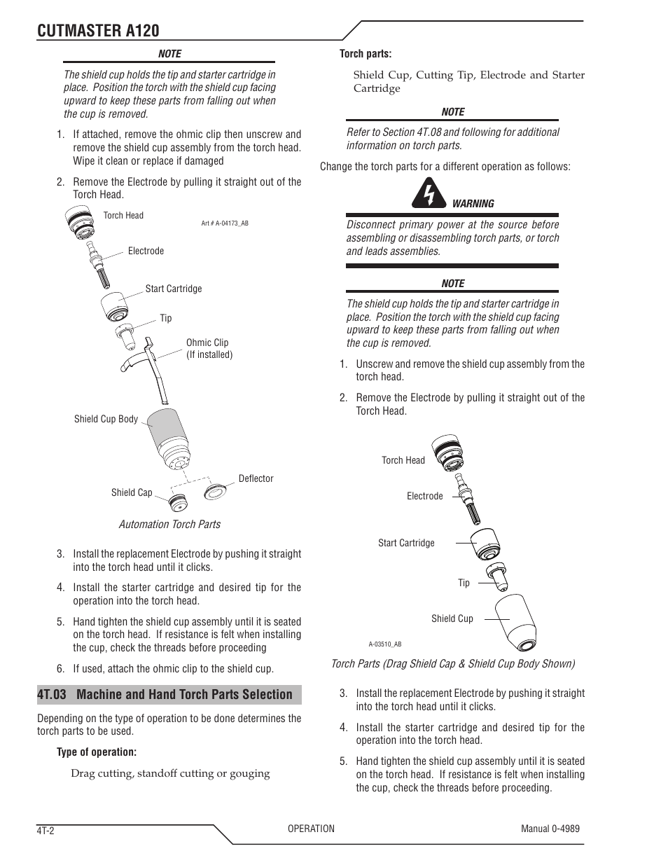 Cutmaster a120 | Tweco A120 CutMaster User Manual | Page 36 / 140