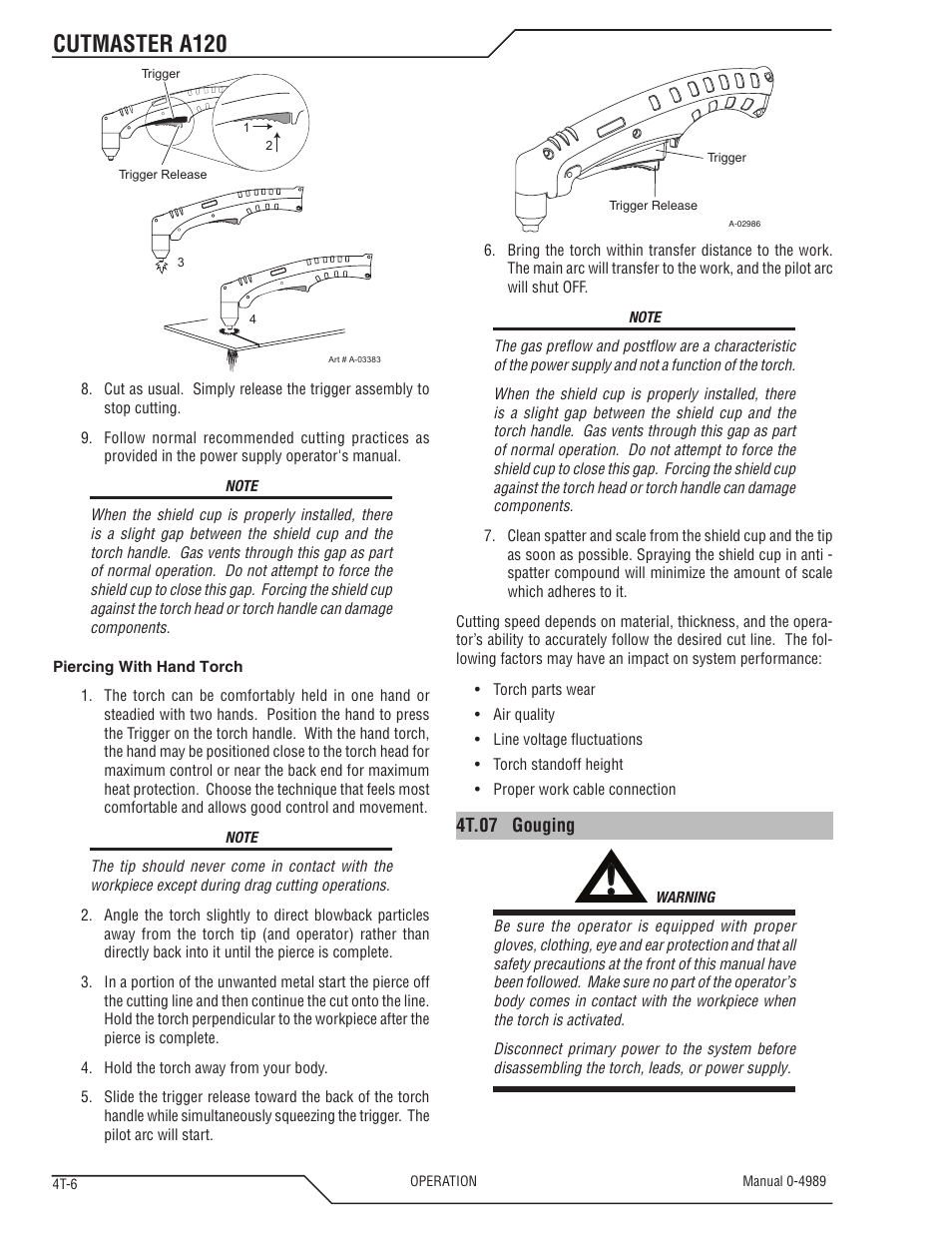 Cutmaster a120 | Tweco A120 CutMaster User Manual | Page 40 / 140