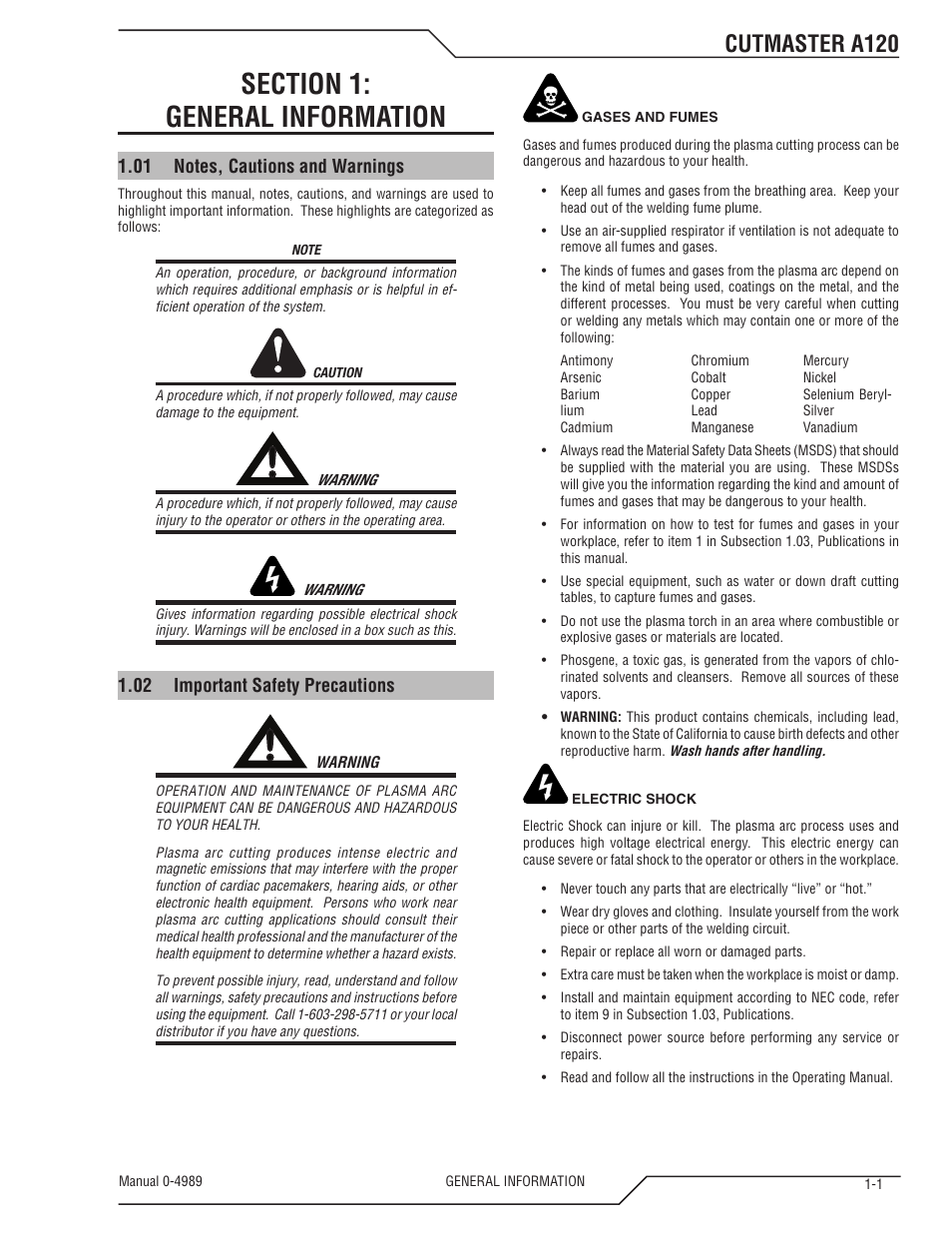 Cutmaster a120 | Tweco A120 CutMaster User Manual | Page 7 / 140