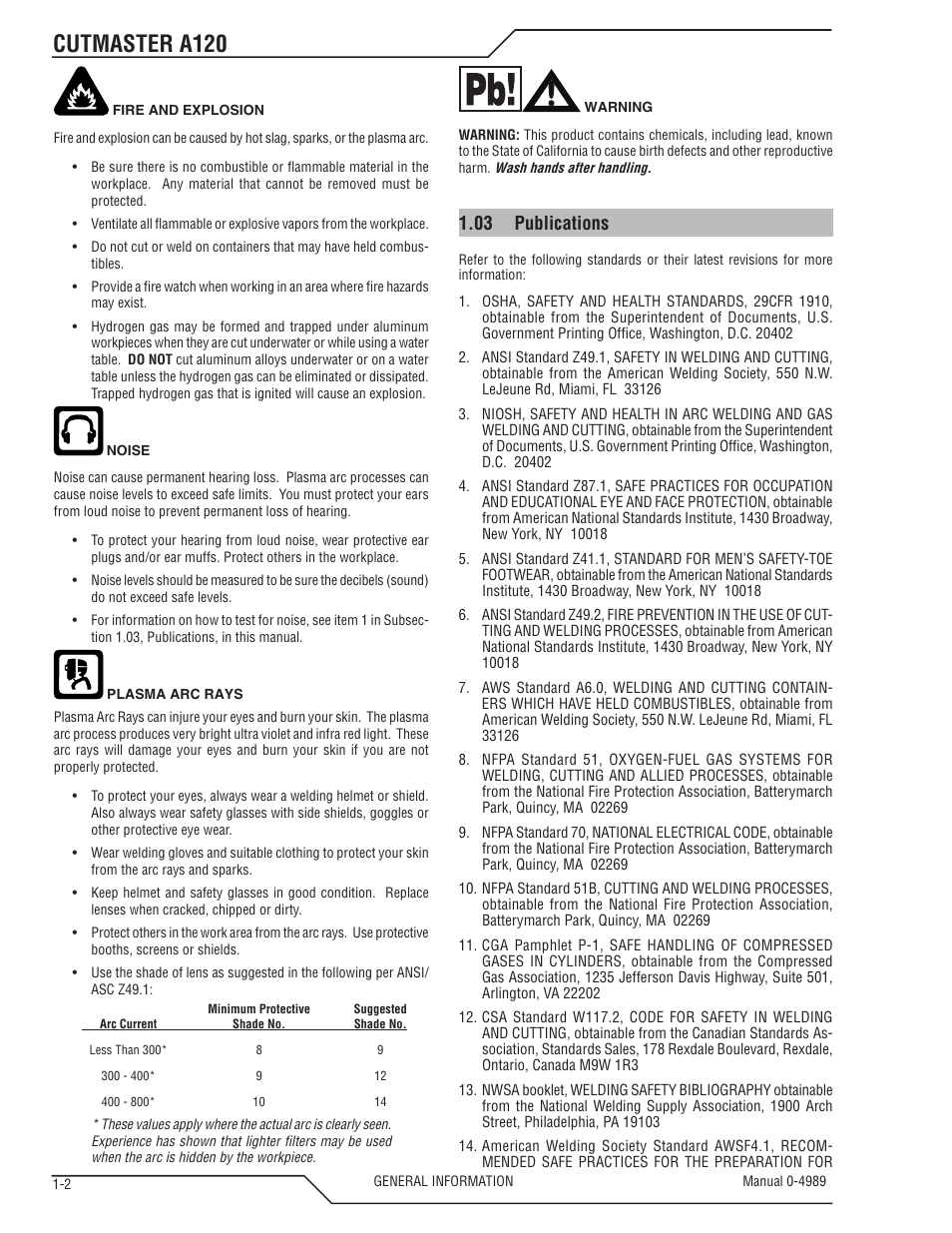 Cutmaster a120, 03 publications | Tweco A120 CutMaster User Manual | Page 8 / 140
