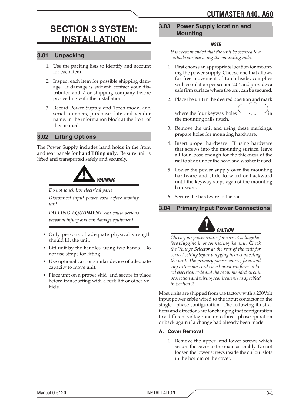 Cutmaster a40, a60 | Tweco A40-A60 CutMaster User Manual | Page 25 / 96