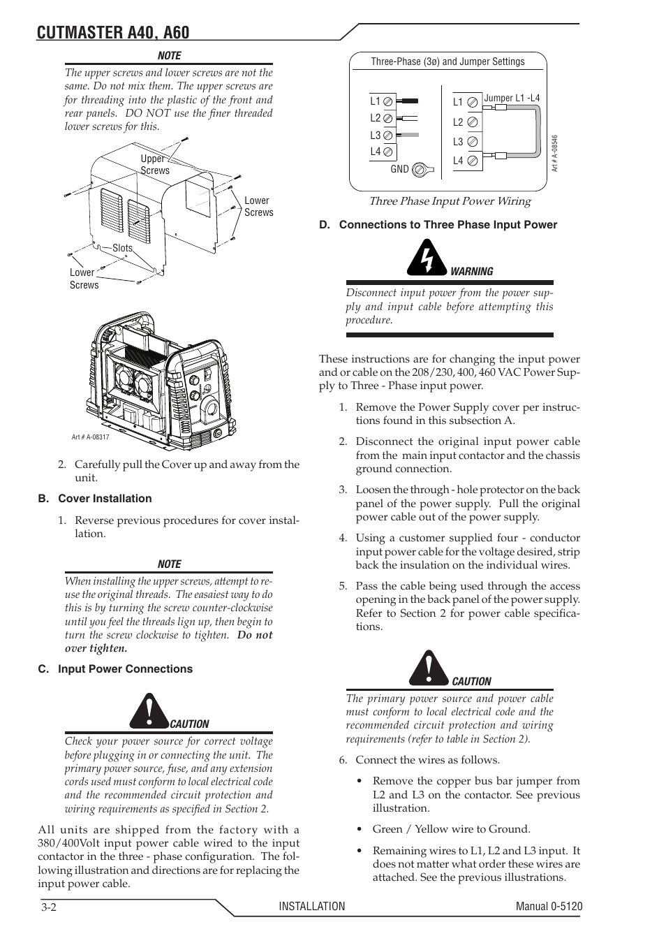 Cutmaster a40, a60 | Tweco A40-A60 CutMaster User Manual | Page 26 / 96