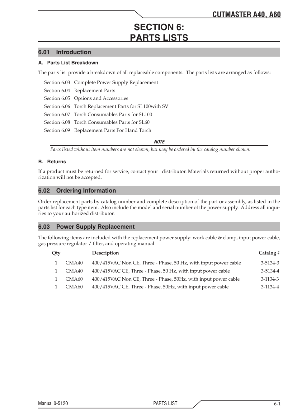 Cutmaster a40, a60 | Tweco A40-A60 CutMaster User Manual | Page 75 / 96