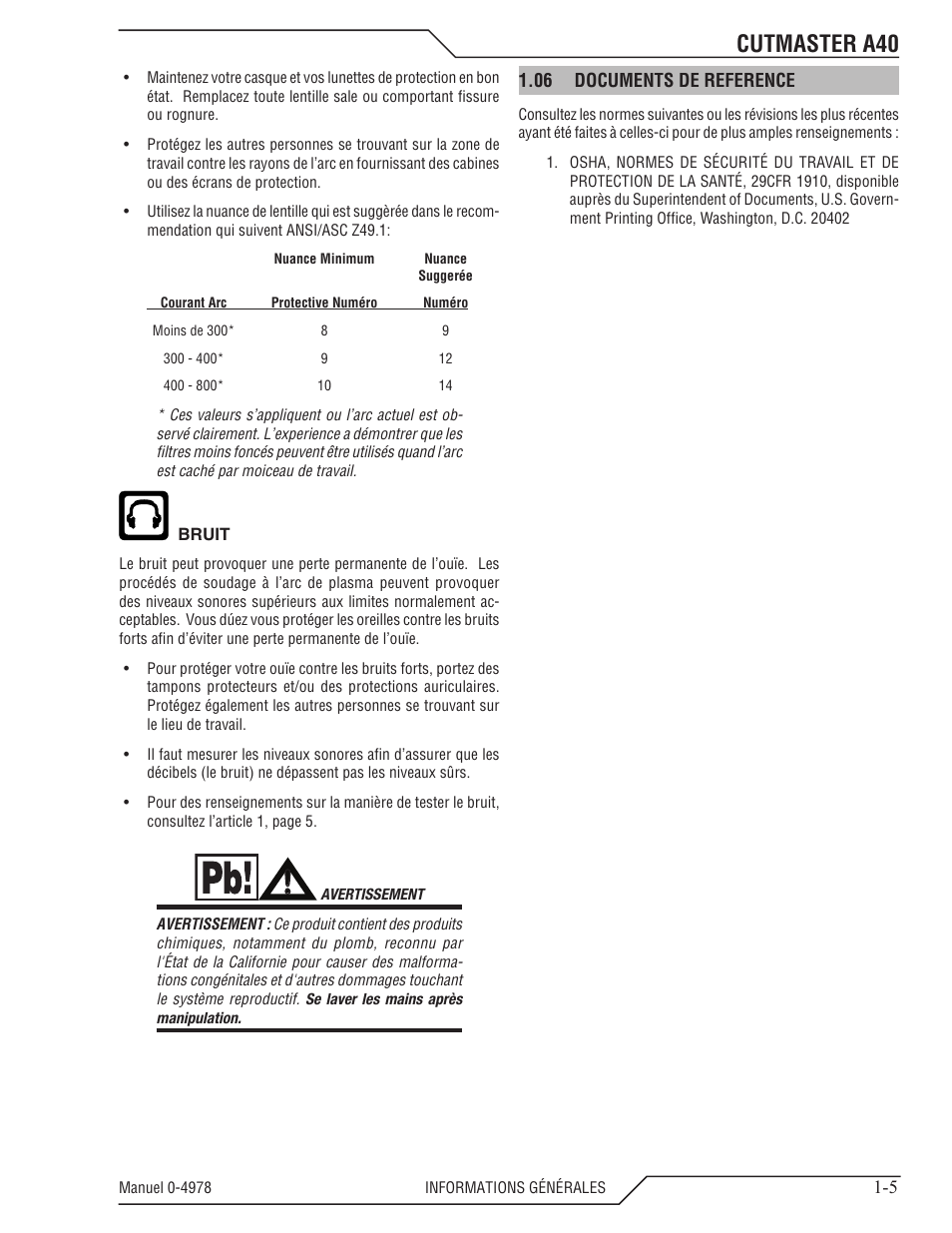 Cutmaster a40 | Tweco A40 CutMaster User Manual | Page 11 / 112