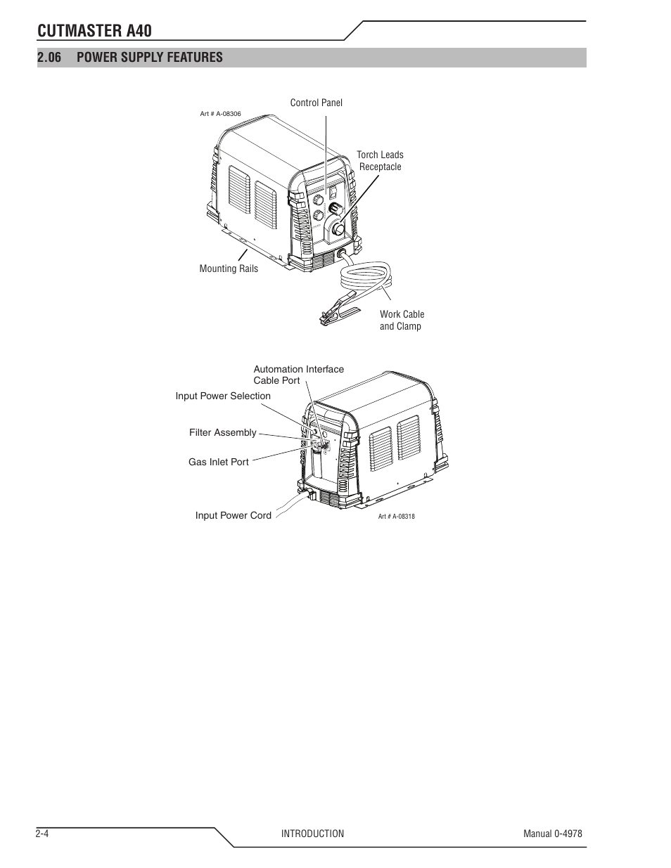 Cutmaster a40, 06 power supply features | Tweco A40 CutMaster User Manual | Page 20 / 112