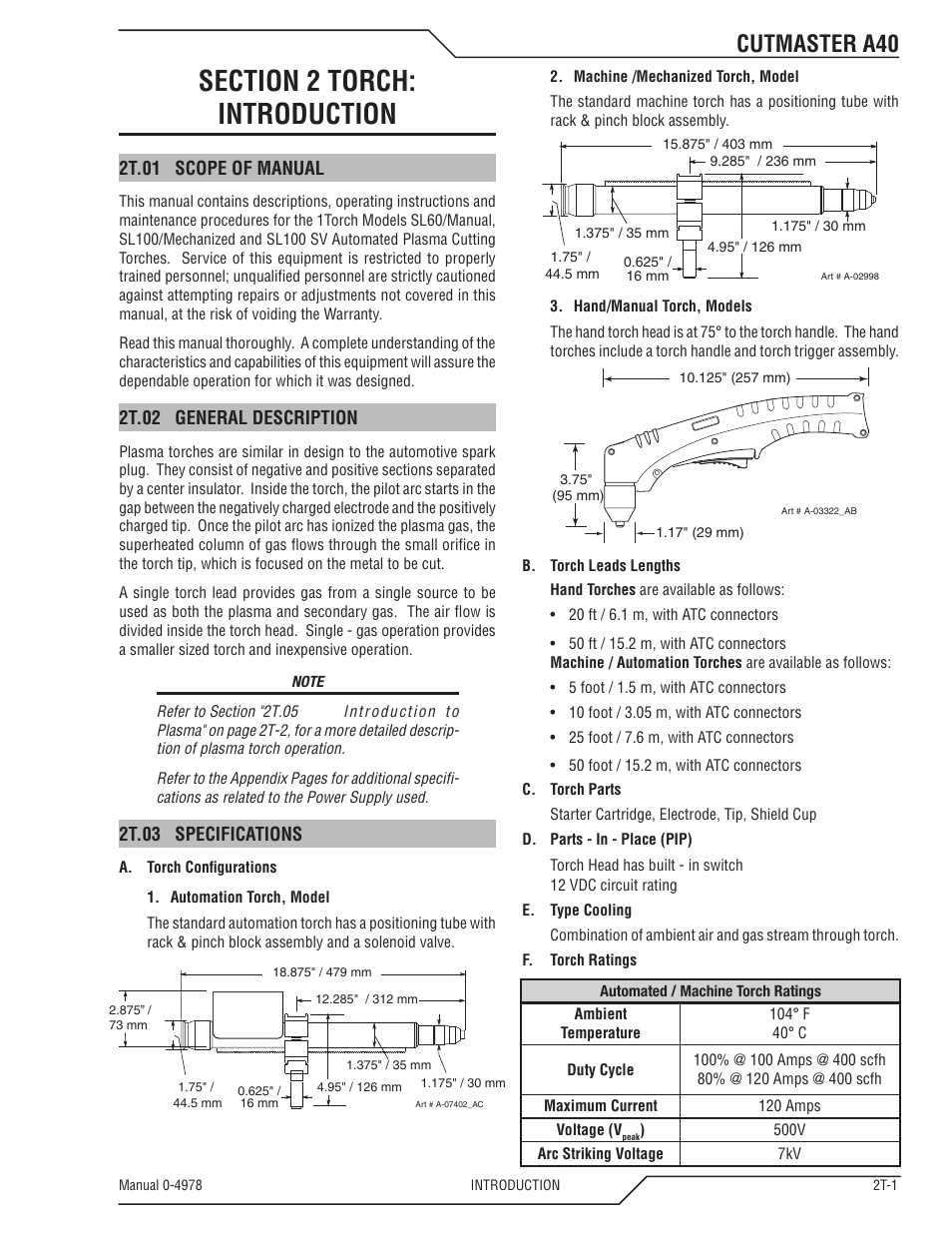 Cutmaster a40 | Tweco A40 CutMaster User Manual | Page 21 / 112