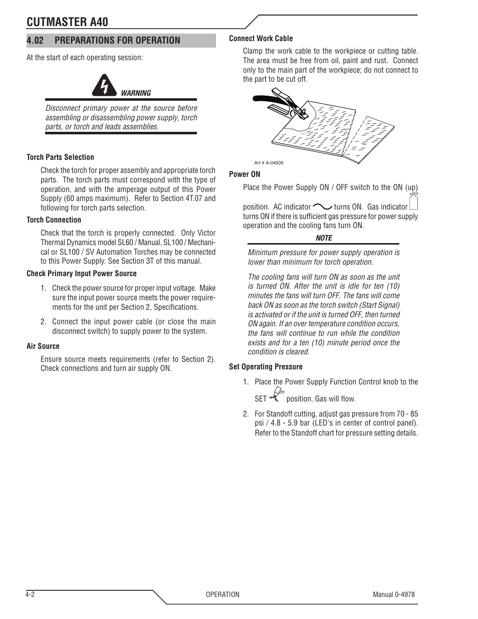 Cutmaster a40 | Tweco A40 CutMaster User Manual | Page 36 / 112
