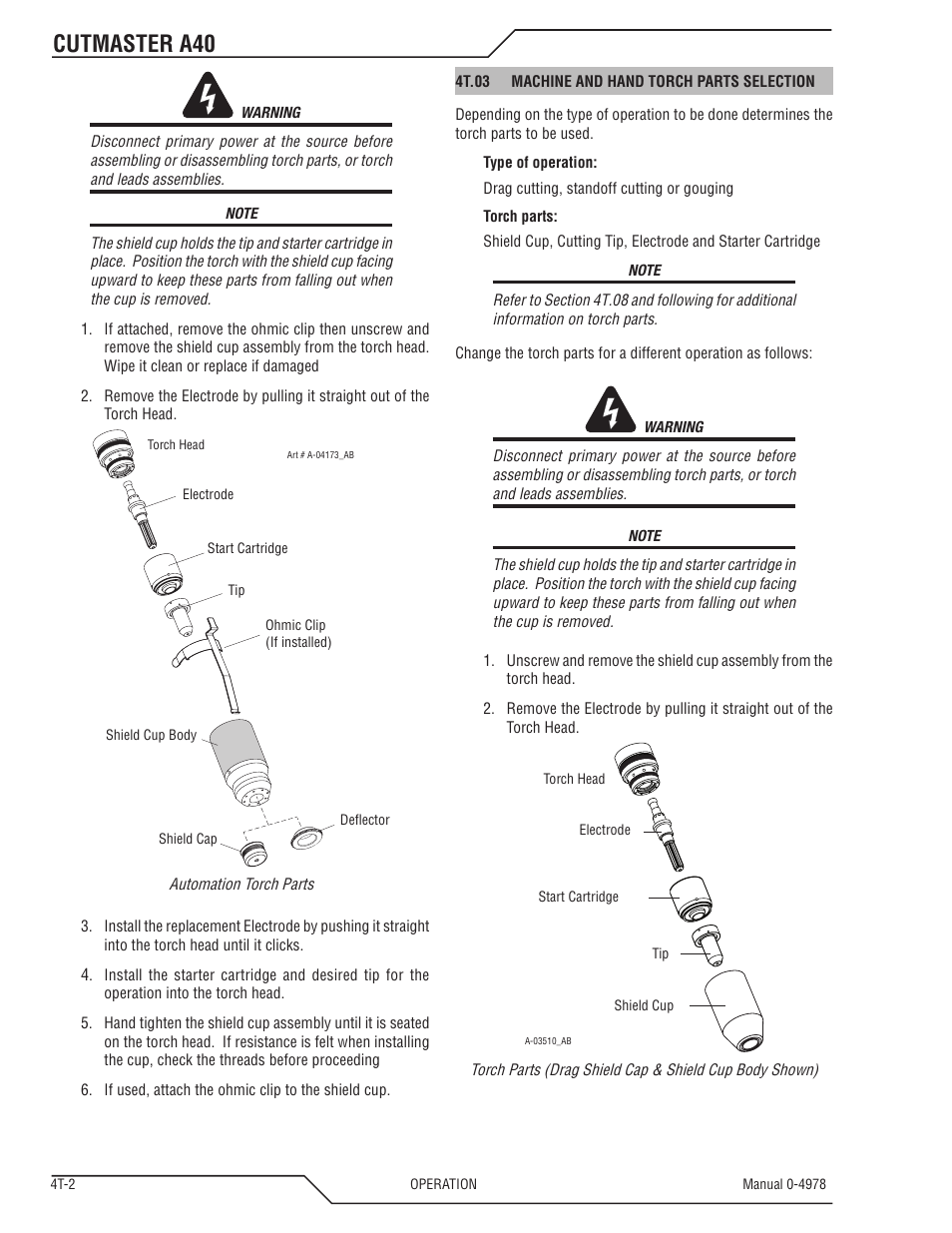 Cutmaster a40 | Tweco A40 CutMaster User Manual | Page 40 / 112