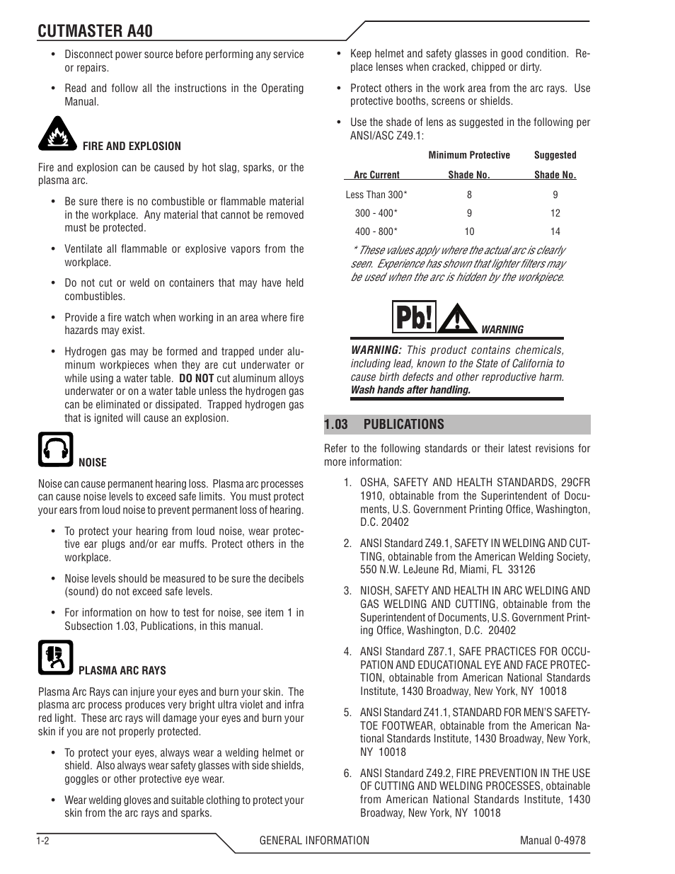 Cutmaster a40 | Tweco A40 CutMaster User Manual | Page 8 / 112