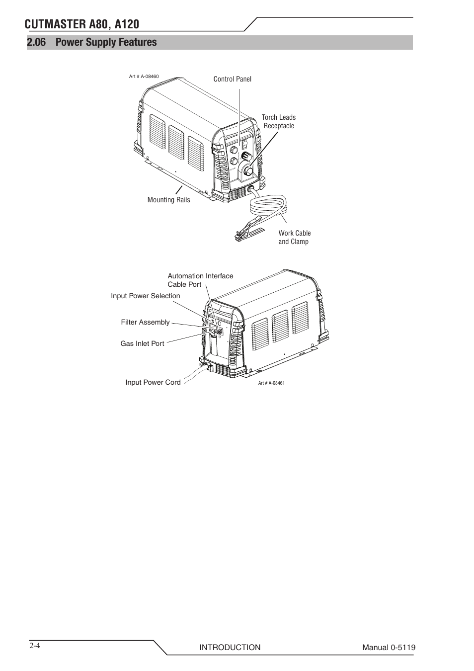 05 input wiring specifications, Input wiring specifications -4, 06 power supply features | Tweco A80-A120 CutMaster User Manual | Page 18 / 104