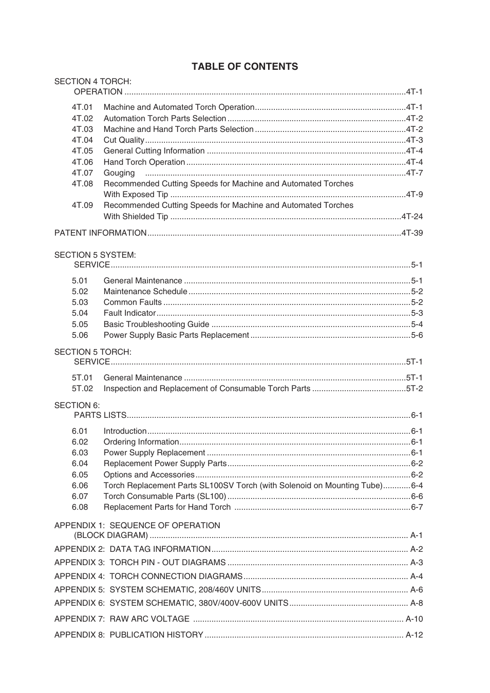 Tweco A80-A120 CutMaster User Manual | Page 5 / 104
