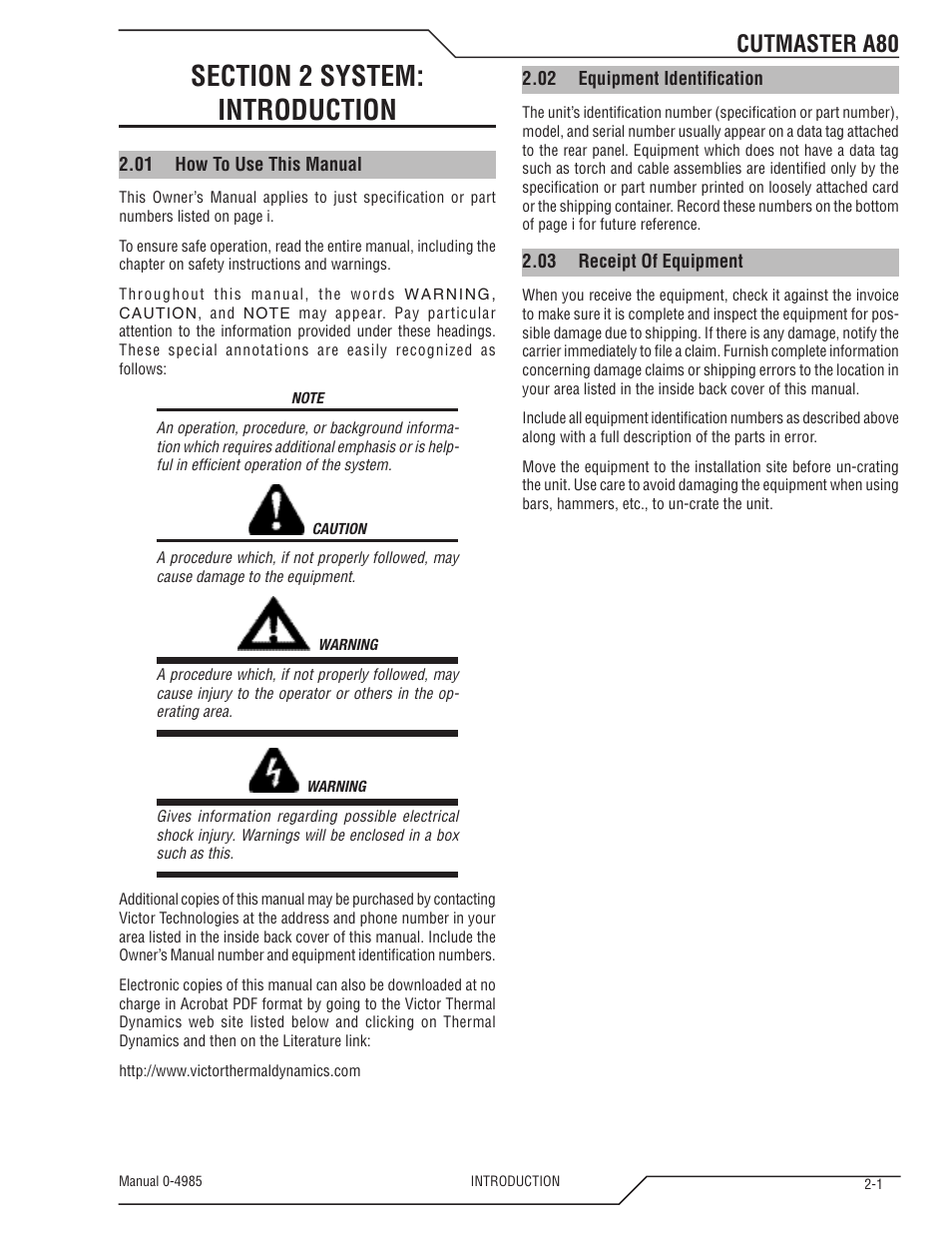 Cutmaster a80 | Tweco A80 CutMaster User Manual | Page 15 / 124