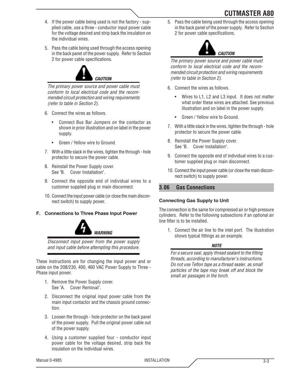 Cutmaster a80 | Tweco A80 CutMaster User Manual | Page 25 / 124