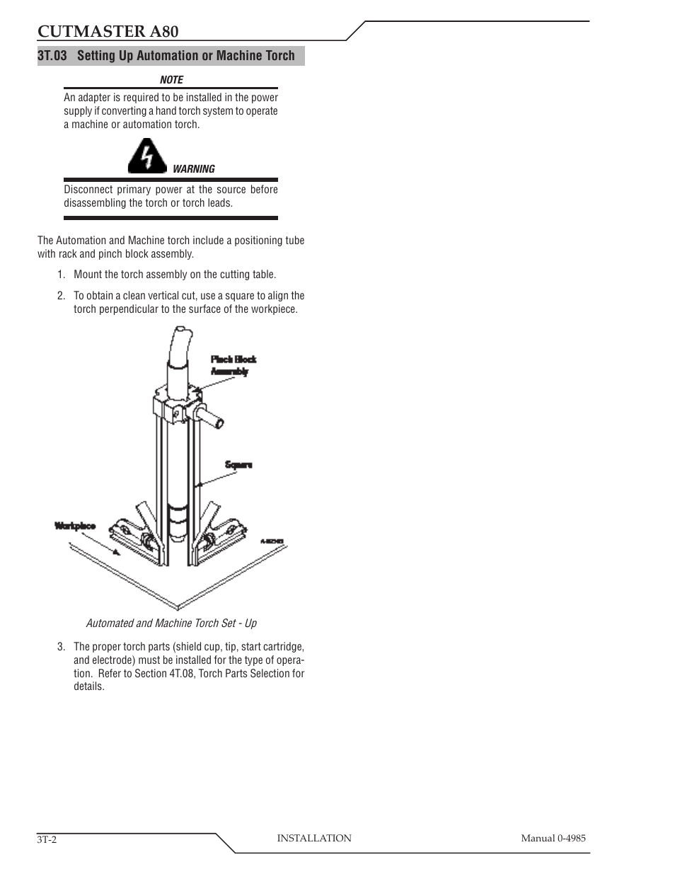 Cutmaster a80 | Tweco A80 CutMaster User Manual | Page 30 / 124