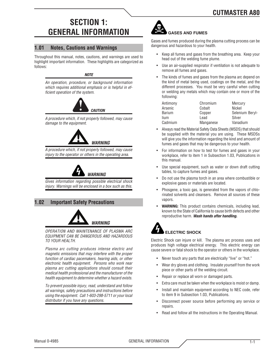 Cutmaster a80 | Tweco A80 CutMaster User Manual | Page 7 / 124