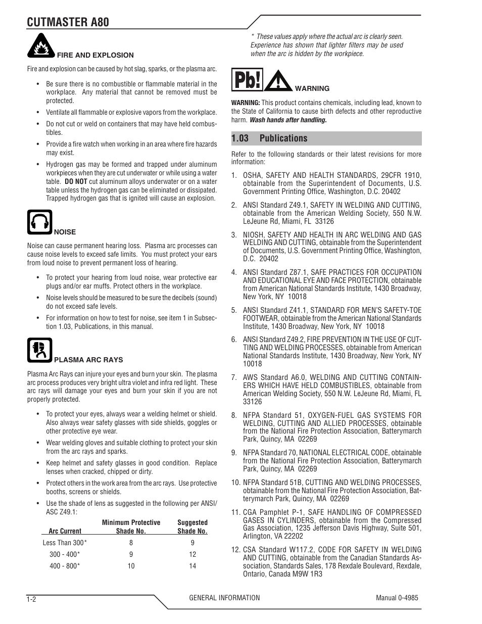 Cutmaster a80, 03 publications | Tweco A80 CutMaster User Manual | Page 8 / 124