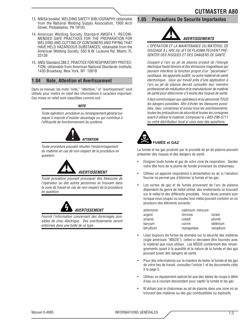 Cutmaster a80 | Tweco A80 CutMaster User Manual | Page 9 / 124
