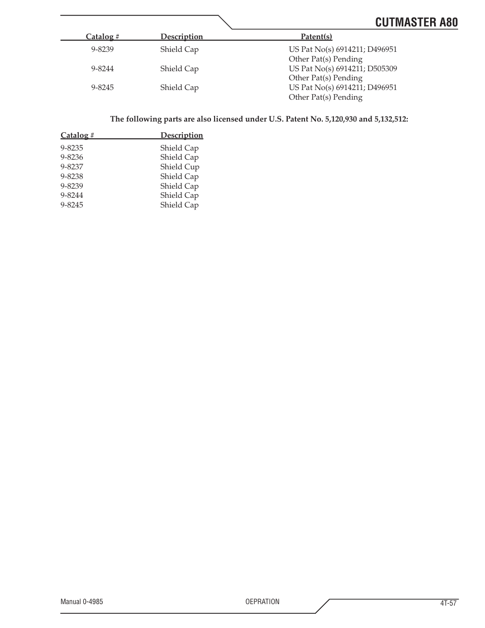Cutmaster a80 | Tweco A80 CutMaster User Manual | Page 91 / 124