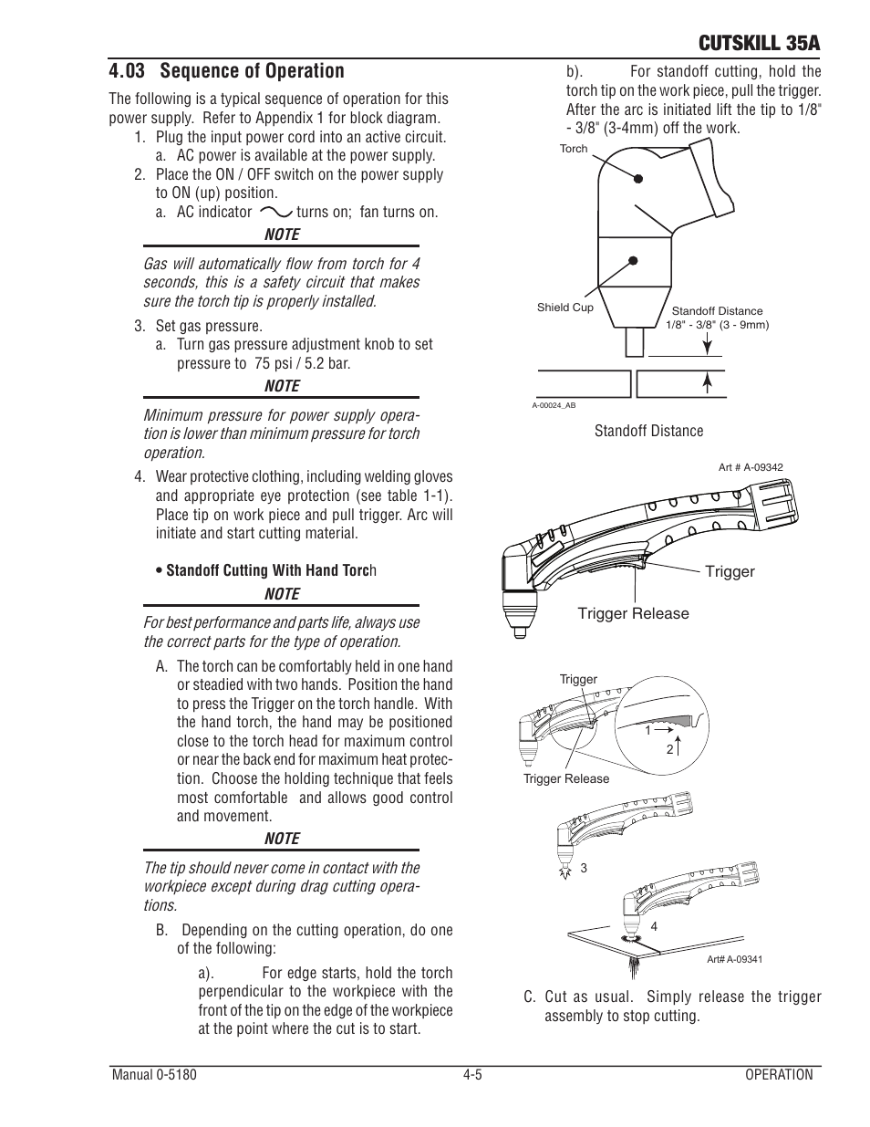 03 sequence of operation, Cutskill 35a | Tweco 35A CutSkill Power Supply and SL40 Torch EU version User Manual | Page 25 / 40