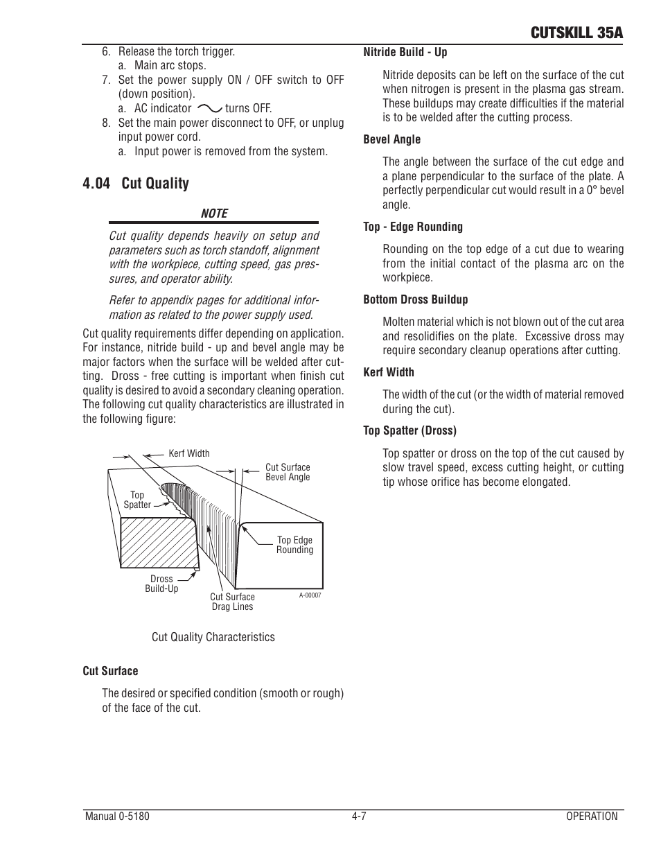 04 cut quality, Cutskill 35a | Tweco 35A CutSkill Power Supply and SL40 Torch EU version User Manual | Page 27 / 40