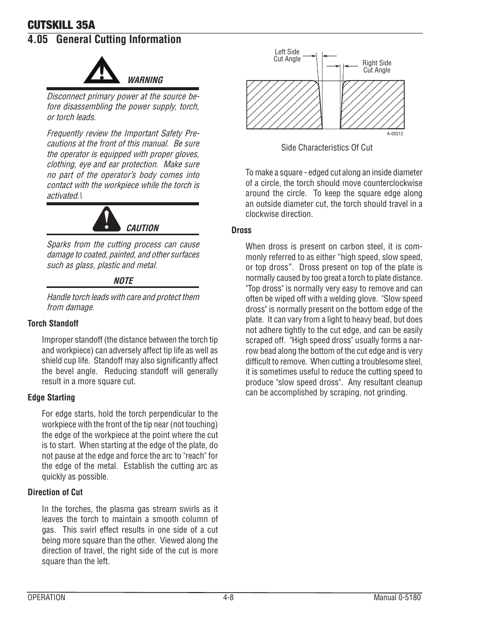 05 general cutting information, Cutskill 35a | Tweco 35A CutSkill Power Supply and SL40 Torch EU version User Manual | Page 28 / 40
