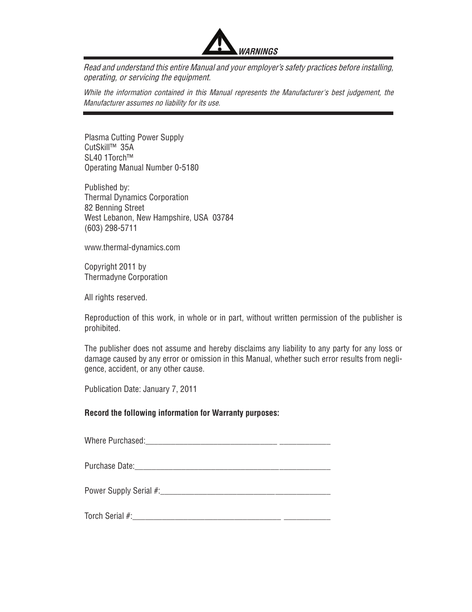 Tweco 35A CutSkill Power Supply and SL40 Torch EU version User Manual | Page 3 / 40