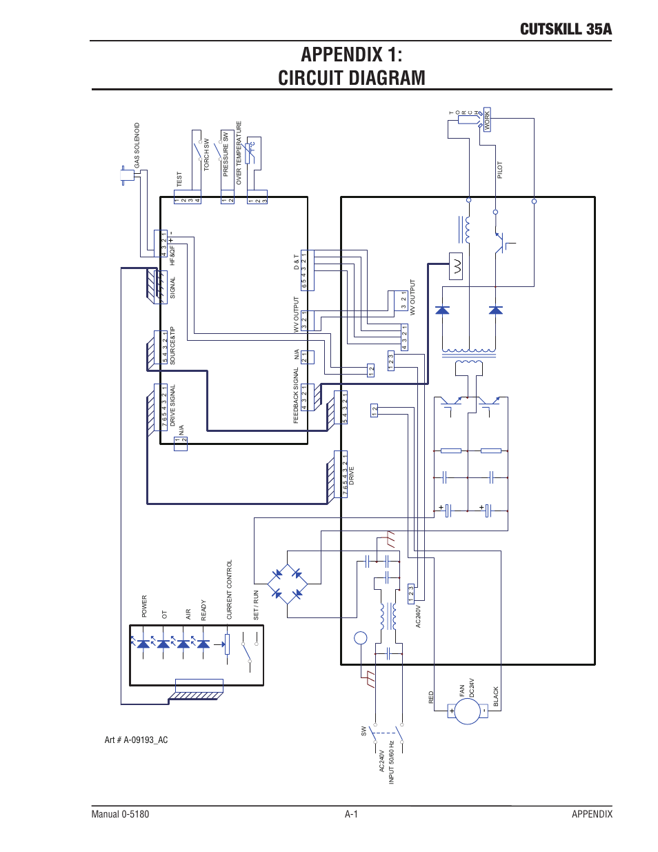 Appendix 1: circuit diagram, Cutskill 35a | Tweco 35A CutSkill Power Supply and SL40 Torch EU version User Manual | Page 37 / 40