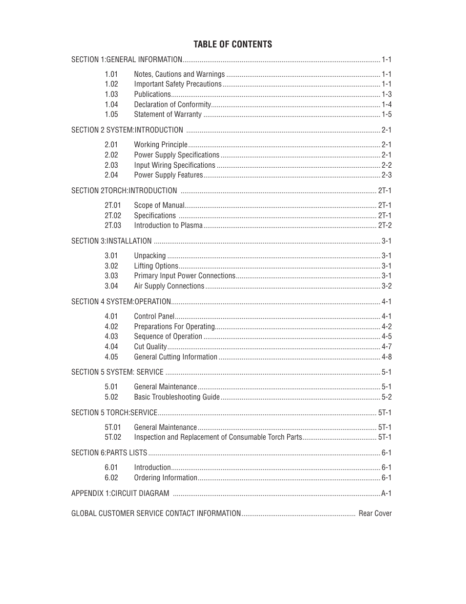 5180-toc | Tweco 35A CutSkill Power Supply and SL40 Torch EU version User Manual | Page 4 / 40