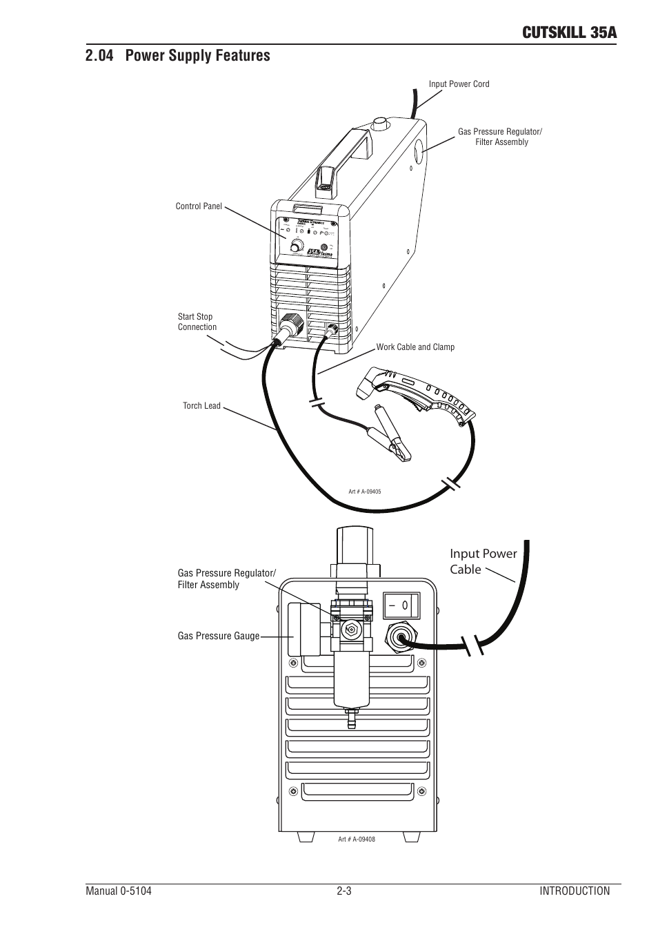 04 power supply features, Power supply features -3, Cutskill 35a | Input power cable | Tweco 35A CutSkill User Manual | Page 13 / 38