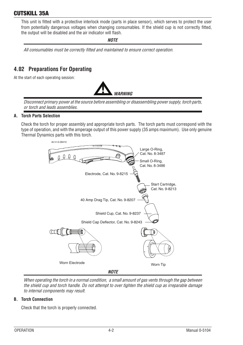 02 preparations for operating, Preparations for operating -2, Cutskill 35a | Tweco 35A CutSkill User Manual | Page 20 / 38