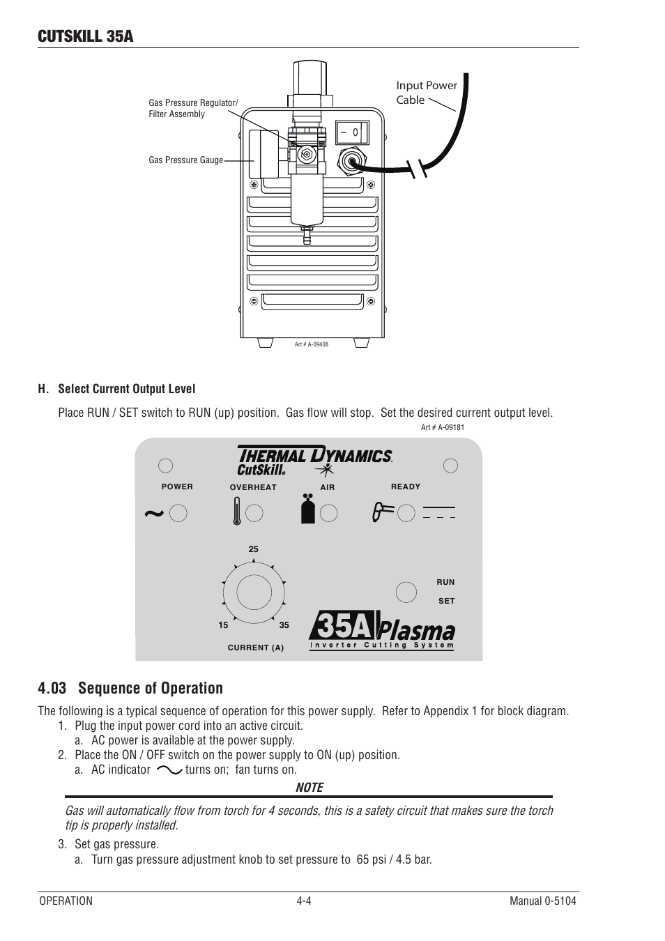 03 sequence of operation, Sequence of operation -4, Cutskill 35a | Tweco 35A CutSkill User Manual | Page 22 / 38