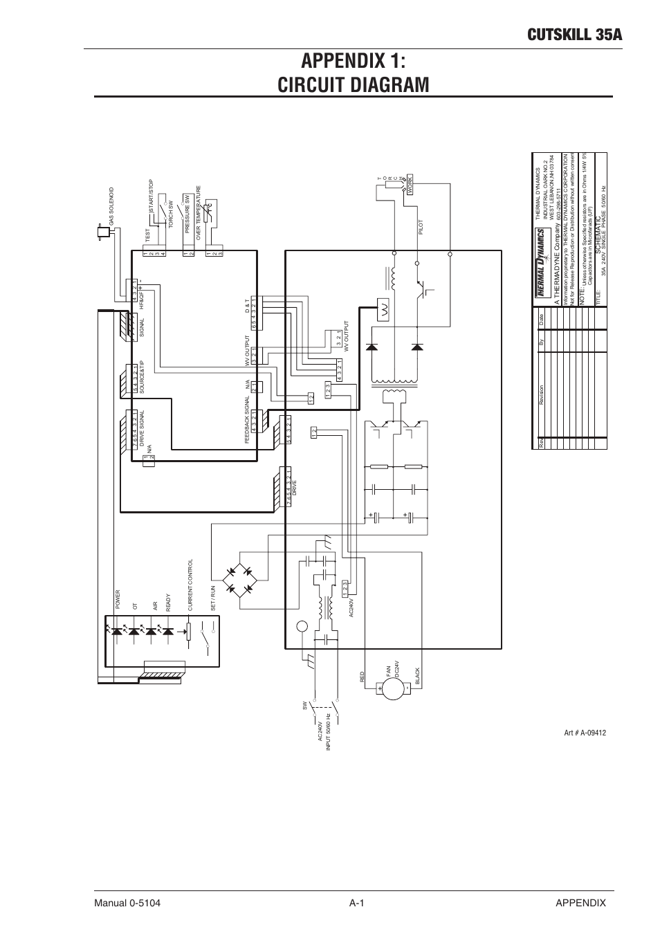 Appendix 1:circuit diagram, Appendix 1: circuit diagram, Cutskill 35a | Tweco 35A CutSkill User Manual | Page 35 / 38