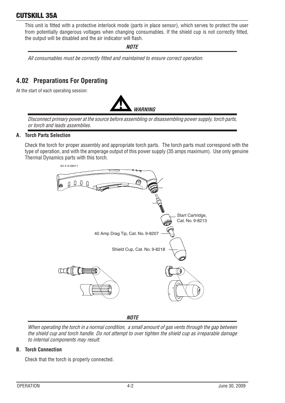 02 preparations for operating, Preparations for operating -2, Cutskill 35a | Tweco 35A CutSkill Power Supply User Manual | Page 22 / 40